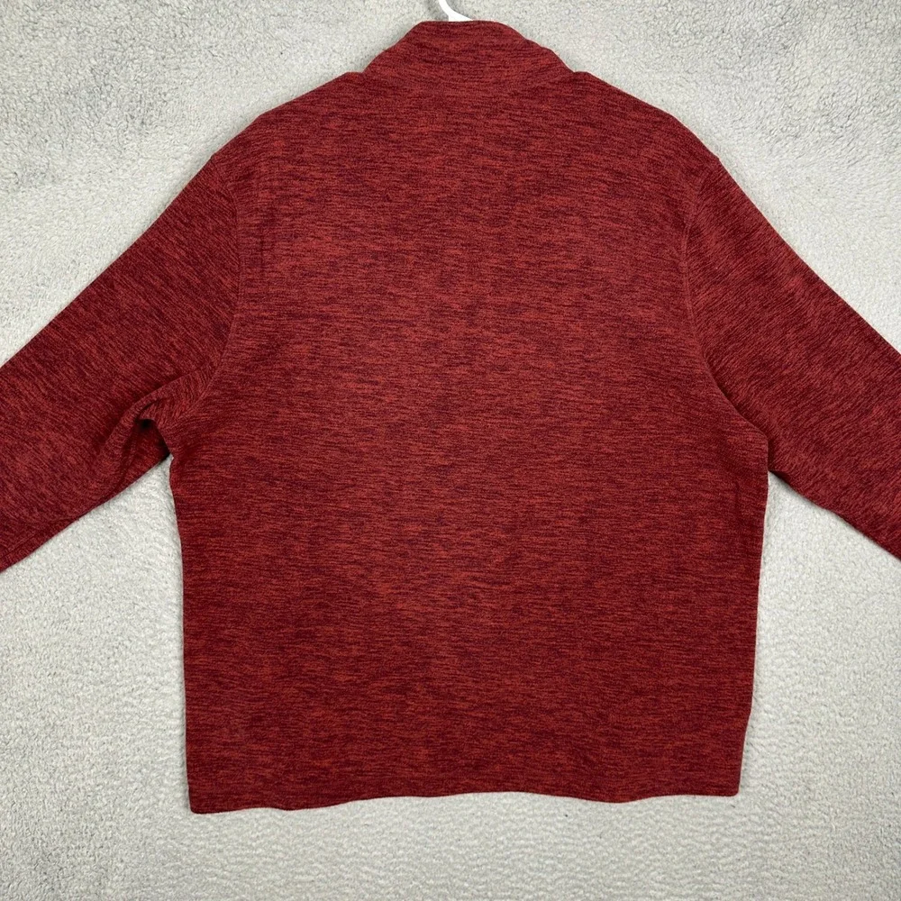Eddie Bauer Sweater Mens XL Red Heather Quarter Zip Pullover Pocket Outdoor EUC